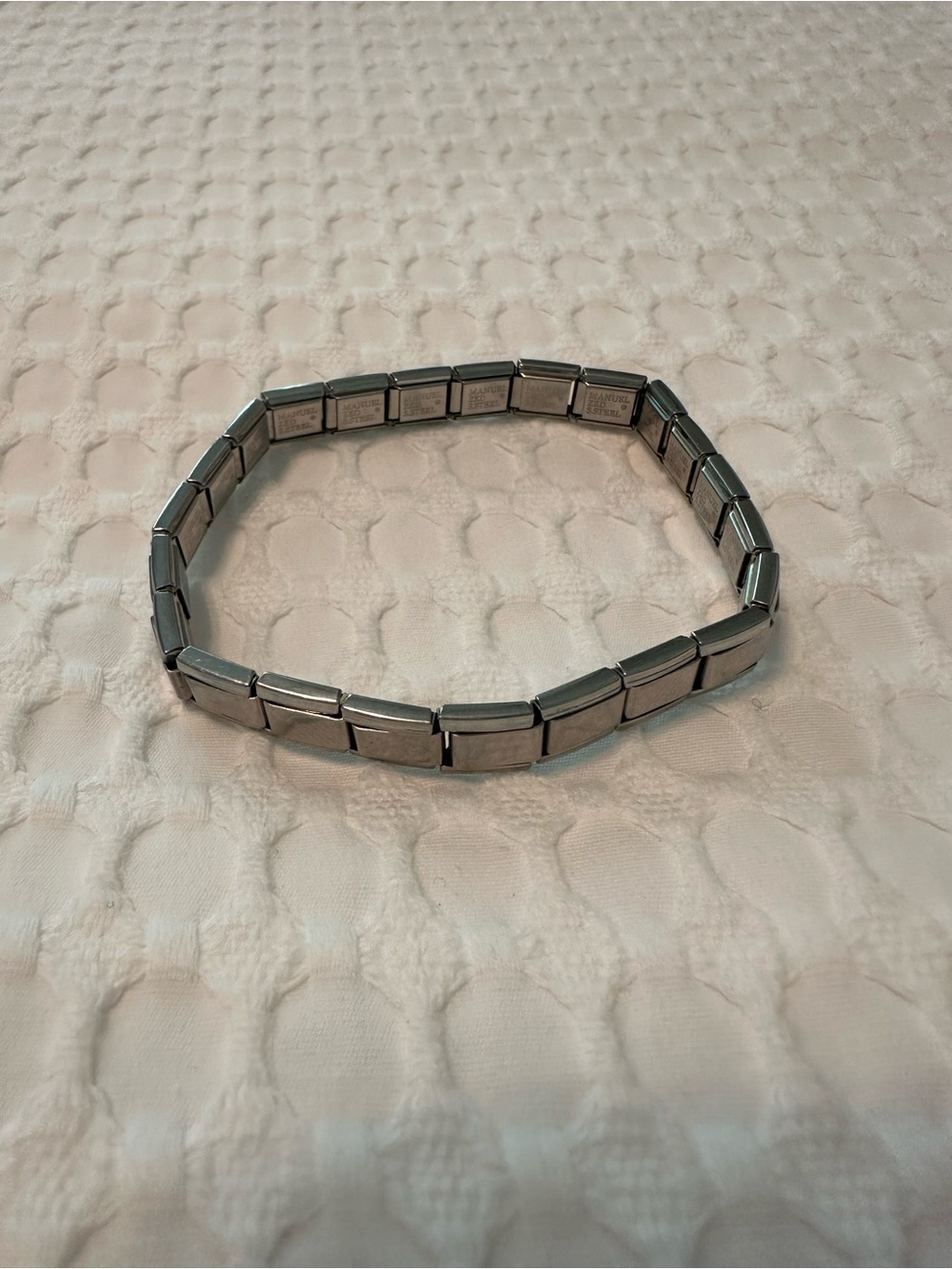 Manuel Zed-Stainless Steel Link Stretch Bracelet - Silver